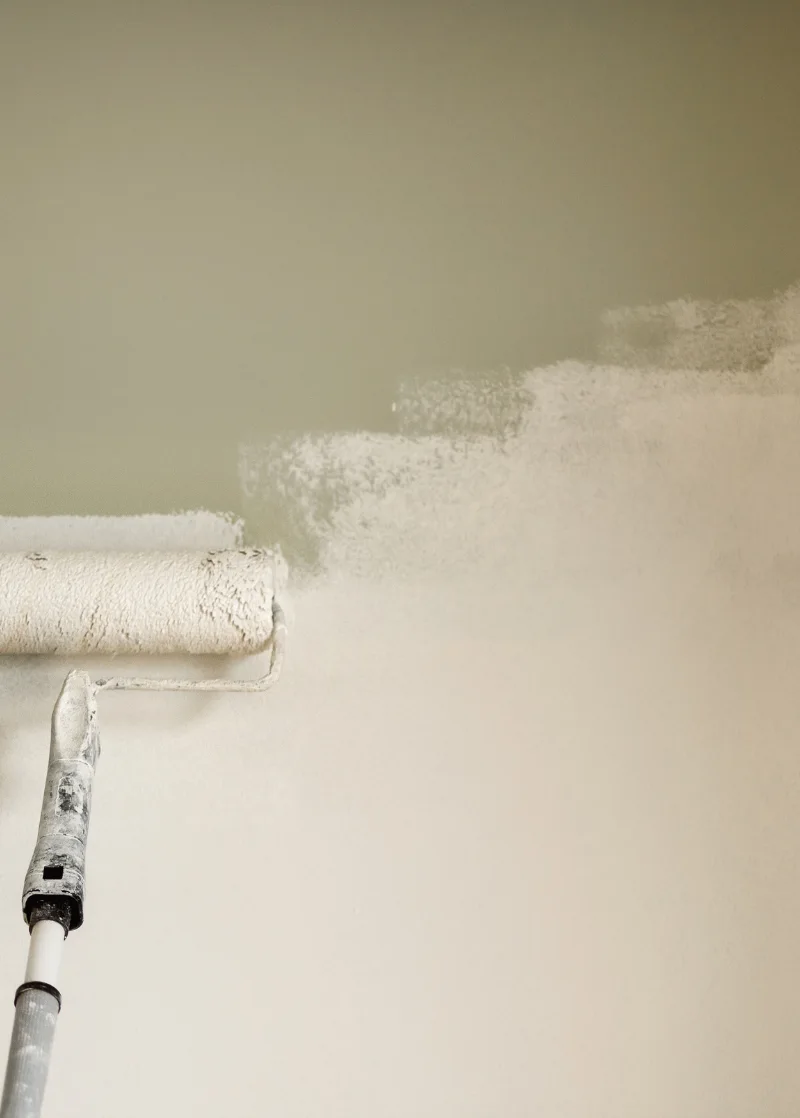 Image rouleau avec peinture blanche sur un mur